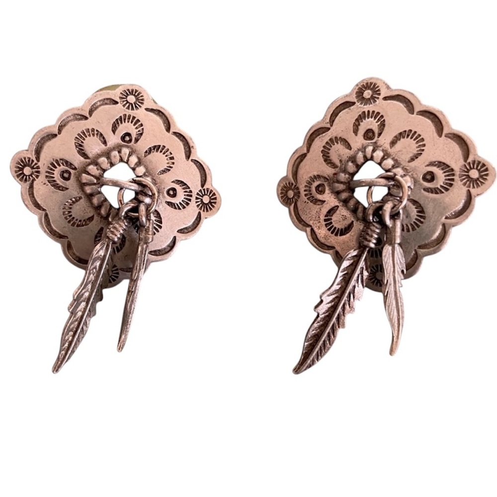 JJ Jonette Jewelry Pewter Feathers Southwest Stud Earrings